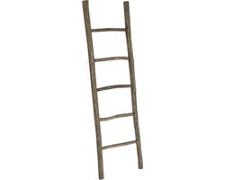 Teakea - Teakhouten Decoratie Ladder ‘Carved’ 150 cm - Handgemaakte Houten Sierladder
