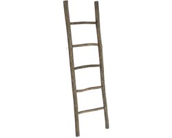 Teakea - Teakhouten Decoratie Ladder Carved Bruin 50x5x175 cm - Luxe Houten Sierladder