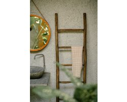 Teakea - Teakhouten Decoratie Ladder Rustiek Bruin 50x5x150 cm - Houten Handdoekladder
