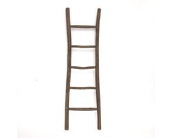 Teakea - Teakhouten Decoratie Ladder Rustiek Bruin 50x5x175 cm - Massief Teakhouten Handdoekladder
