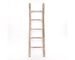 Teakea - Teakhouten Decoratie Ladder Rustiek Wit 50x5x175 cm - Stijlvolle Handdoekladder