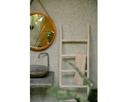 Teakea - Teakhouten Decoratie Ladder Whitewash 50x5x150 cm - 5-Stijlen Houten Ladder