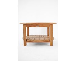 Teakea - Teakhouten Salontafel Rond Ø80 cm - Met Onderblad - Massief Teakhout