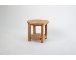 Teakea - Tuin Salontafel Teakhout Ø50 cm - Met Onderblad - Ronde Bijzettafel voor Buiten