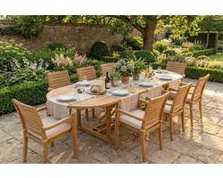 Teakea - Uitschuifbare Teak Tuintafel 180–240–280x110 cm - Grote Rechthoekige Tafel van Massief Teakhout