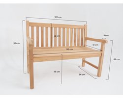 Teakea - Windsor Teak Tuinbank 120 cm - 2-Persoons Houten Parkbank - Duurzaam Massief Teakhout