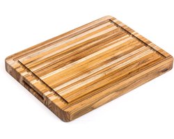 Teakhaus by Proteak Traditional Snijplank met Ingewerkte Grepen & Sapgeul - 40 x 30 x H 3,8cm