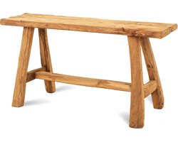 Teakhouten Bankje 140 cm Houten Bankje - Industrieel Bankje - Halbankje - Venterbank Decoratie - Halbankje Hal - Bankje Hout - Houten Bankje Decoratie - Entree Meubilair - Houten Bankje 140cm breed