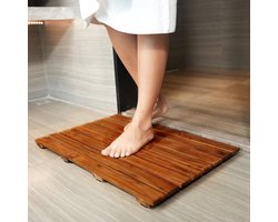 Teakhouten douchemat, antislip badmat, luxe spamat, houten mat voor in bad, 33 x 50,8 cm