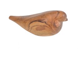 Teakhouten Duif Beeldje – Handgemaakt Houten Vogelbeeldje uit Indonesië – Decoratieve Woonaccessoire