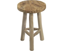 Teakhouten kruk - Stabiele 3-poots bloemenstandaard van massief hout, handgemaakt, veelzijdig en onderhoudsvriendelijk - 45 cm hoogte