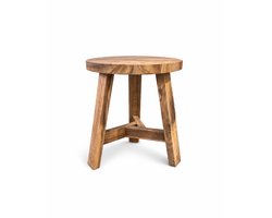 TeakOne - Round stool A - Krukje/bijzet stoel - Teak - Licht bruin