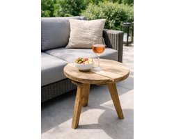 TeakOne - Teak Houten Bijzettafel – Lounge Tafel voor Tuin & Terras - Teak - Ronde bijzettafel - Outdoor