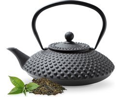 Tealøv THEEPOT GIETIJZER 1,25 Liter | GIETIJZEREN THEEPOT Kambin in Japanse Stijl | Met Uitneembare Roestvrijstalen Theezeef | Binnenzijde Volledig Geëmailleerd | Zwart