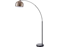 Teamson Home Arquer Booglamp - Antiek Messing Lampenkap - Zwart Marmer Baseren - 173 cm hoog
