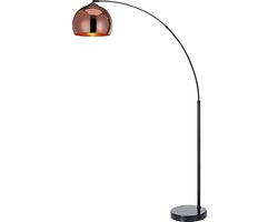 Teamson Home Arquer Booglamp - Roos Goud Afwerking Lampenkap - Zwart Marmer Baseren - 170 cm hoog