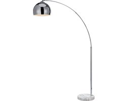 Teamson Home Arquer Booglamp Vloerlamp - Chroom Afwerking Lampenkap - Wit Marmer Baseren