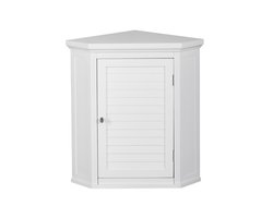 Teamson Home Badkamerkast - Glancy Houten Muurbevestiging Hoekkast Met Deur en Planken - Wit