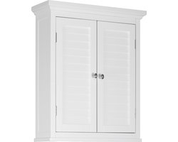 Teamson Home Badkamerkast - Glancy Houten Muurbevestiging Kastje Met 2 Deuren en Planken - Wit - 50.8 x 17.8 x 31 (cm)