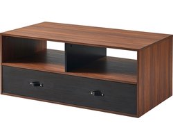 Teamson Home Henry Salontafel met PU Lederen Handvaten - Donker Bruin/Zwart - 42 x 23.75 x 18 (Inch)