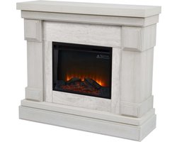 Teamson Home Hestia Vrijstaand Elektrisch Haard - Nep Marmeren en Houtnerf - 120,7cm lang - Grij