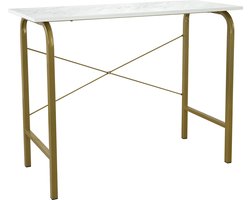 Teamson Home Thuiskantoor Bureau - Nep Marmeren/Messing Afwerking - Metaal Poten - 100cm Breed