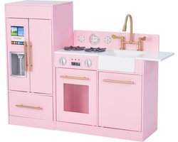 Teamson Kids Groot Modern Houten Speelkeuken - Kinderspeelgoed - Rollenspel Speelgoed - Roze/Goud