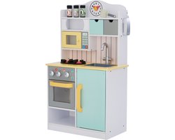 Teamson Kids Houten Speelkeuken Met Accessoires - Kinderspeelgoed - Rollenspel Speelgoed - Wit/Groen & Geel