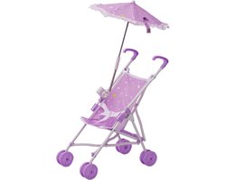 Teamson Kids Poppenwagen Met Parasol Voor Babypoppen - Accessoires Voor Poppen - Kinderspeelgoed - Purper/Sterren