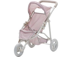 Teamson Kids Poppenwagen Voor Babypoppen - Accessoires Voor Poppen - Kinderspeelgoed - Roze/Grijs/Polka Dot