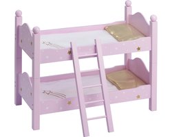 Teamson Kids Stapelbed Voor 18" Babypoppen - Accessoires Voor Poppen - Kinderspeelgoed - Roze/Starren