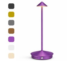 TEBJEN Oplaadbare Tafellamp Draadloos – LED Bureaulamp met Touch Control – 20 uur Batterij (2500mAh) – Incl. USB-C Kabel – Nachtlamp & Leeslamp – Binnen & Buiten – Paars