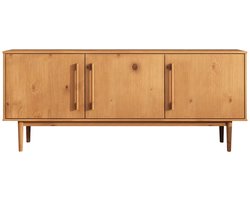 TECCA dressoir met 3 massief houten deuren, eikenkleur - woonkamer meubels in mid-century stijl met verstelbare planken en hoge poten - ambiente