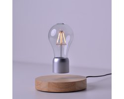 TECHPUNT Zwevende ronde Lamp - Levitating Lamp - Magnetisch - Lichte houten bodem