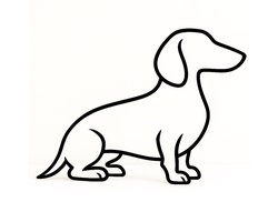 Teckel Beeldje – Moderne Decoratie – Zwart – 24 × 1,5 × 18 cm – Minimalistisch Design – Hondenfiguur – Cadeau voor Hondenliefhebbers