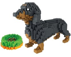 Teckel Bouwsteenset – 900 Stuks – Schattige Hondenmodel DIY Bouwpakket – Creatieve Decoratie & Cadeau voor Dierenliefhebbers (10+)