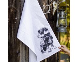 Teckel - Gastenhanddoek - Keukenhanddoek - Theedoek - Handdoek - ruwharige teckel