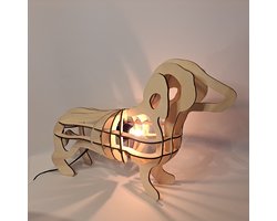 Teckel lamp - Teckel lovers - Tafellamp - Unieke lamp - Houten lamp - Teckel - Hond lamp