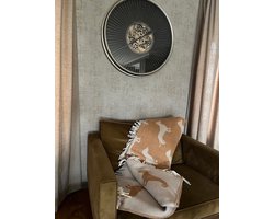 Teckel - plaid - 100% wollen deken - terracotta - teckelprint - teckels - deken - sprei - wol - 130x175cm - beige - 2 kleurig + GRATIS TECKEL DEURWIG