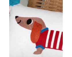 Teckel - sierkussen - teckel kussen - teckel sierkussen - kussen - decoratief teckel kussen - geborduurde teckel - 50x33x12cm