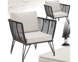 tectake® 2-delige Set Tuin Lounge fauteuils Sundo in Rope-Design – Comfort en Stijl - loungestoelen