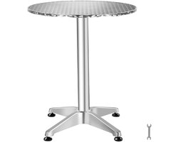 tectake® 2-in-1 Aluminium Statafel en Eettafel - Ø60 cm Tafelblad - Bistrotafel - Klaptafel - Terrastafel - In Hoogte Verstelbaar van 75 tot 115 cm - Zilver - Opklapbaar - Partytafel - Geschikt voor Binnen en Buiten