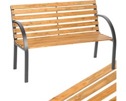tectake® 2-zits Tuinbank Michaela - Weerbestendig - 119,5 x 62 x 83 cm - Tuin Bank van Hout in Landhuisstijl - Romantische Balkonbank - Houten Tuinbanken - Tuinbankjes