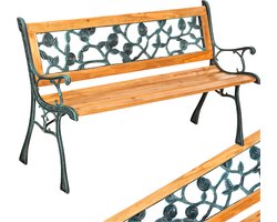 tectake® 2-zits Tuinbank weerbestendig - Tuinbank hout in landhuisstijl - Romantische balkonbank - Houten tuinbank - Tuinmeubelbanken (Marina, 124x52x74)