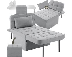 tectake® 4-in-1 Slaapbank Ponto - Comfortabele Slaapstoel - Logeerbed - Te gebruiken als Bank, Fauteuil of Ligstoel - Opklapbaar in 6 vakken - Modulaire Slaapbank of Leesstoel