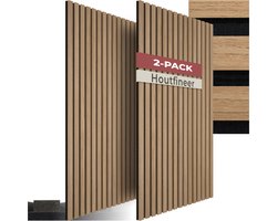 tectake® Akoestische Panelen - Set van 2 - Akoestisch Wandpaneel - 50 x 110 cm - 1,1 m² - Wandpanelen met Aanpasbare Grootte - Lattenwand van MDF en Houtfineer - Geluidsisolatie - Stijlvolle Wanddecoratie - Eenvoudige Montage - Eiken