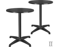 tectake® Aluminium Statafels - Ø60 cm - Set van 2 Bistrotafels - Klaptafels - Terrastafel - In Hoogte Verstelbaar van 75 tot 115 cm - Zwart - Opklapbaar - Partytafels - Geschikt voor Binnen en Buiten