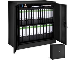 tectake® Archiefkast met Slot - Stalen Kantoorkast - Dossierkast van Metaal - 3 verstelbare legplanken - 90 x 40 x 90 cm - Zwart