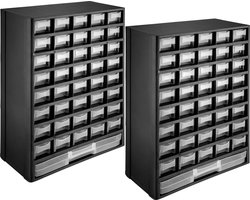 tectake® - Assortimentskast met 41 transparante laden - Set van 2 - Ideaal voor wandmontage, gemaakt van duurzaam polypropyleen - Voor werkplaats, garage en hobbyruimte - 30x13,5x45cm