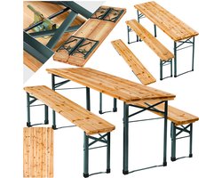 tectake® Biertafel met 2 Banken - 8 personen - 170 cm lang - 3-delige Biertafelset met inklapbare Tafel en Bierbanken - Tuintafel - Bierbank Oktoberfest - Picknicktafel